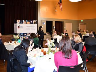 Superintendent speaking at Principal for a Day luncheon.